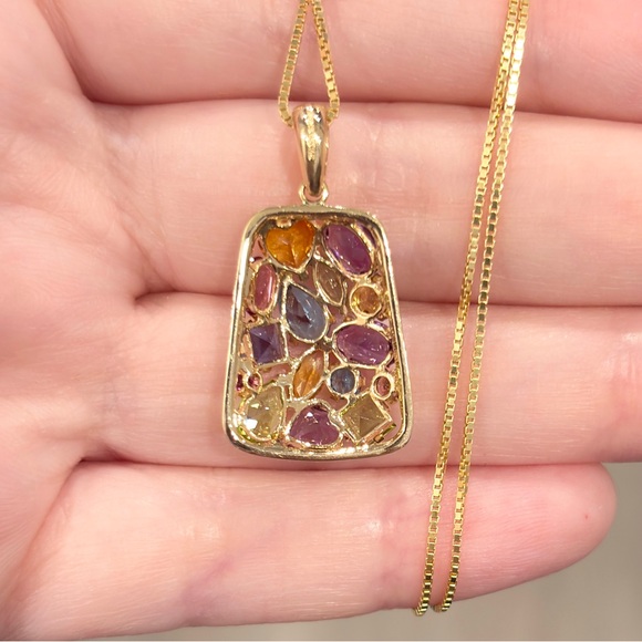 Filigree Gemstone Pendant: 14K Gold Amethyst, Citrine, Peridot, Topaz - Picture 9 of 12